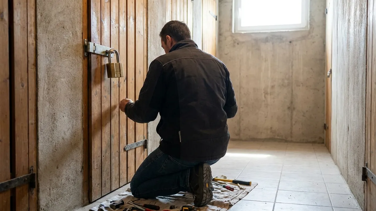 Porte de garage d'un pavillon de Savigny-sur-Orge équipée d'une serrure de sécurité